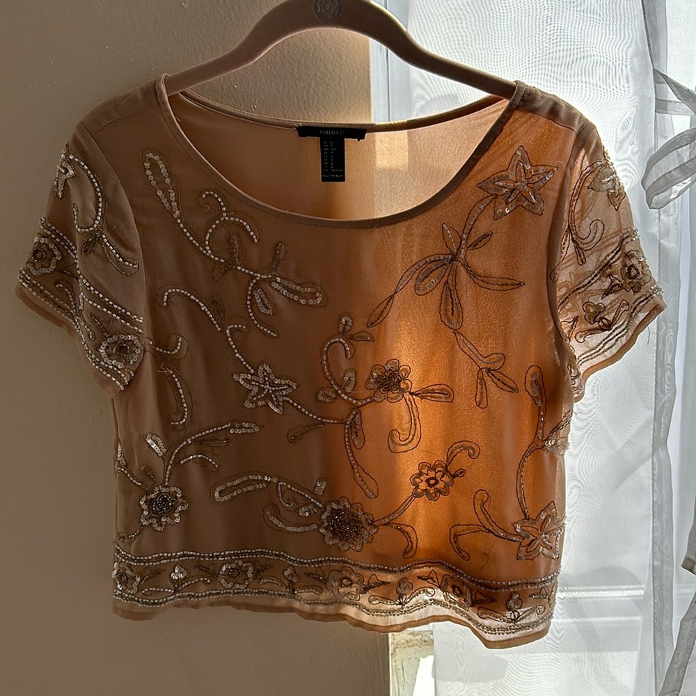 Forever 21 Size Small Vintage Beaded Shirt (never worn*)